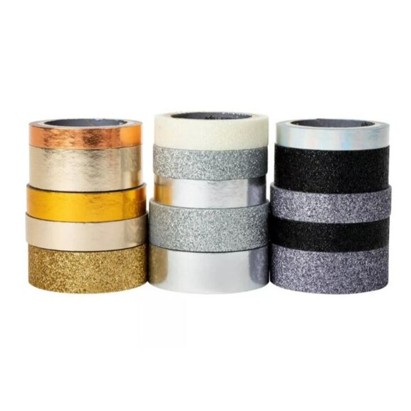 Scotch 15pk Washi Tape: Gold & Glitter Adhesive for Art & Stationery - Picture 6 of 9